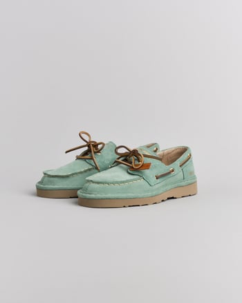 P019 damenschnürschuh Panchic aus wildleder granit grün