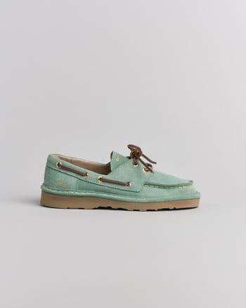 P019 damenschnürschuh Panchic aus wildleder granit grün
