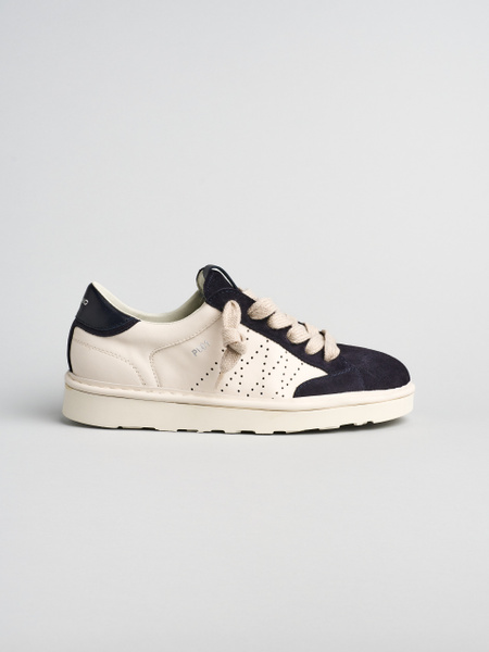 SNEAKER P001 UOMO IN PELLE E CAMOSCIO AVORIO-NOTTE