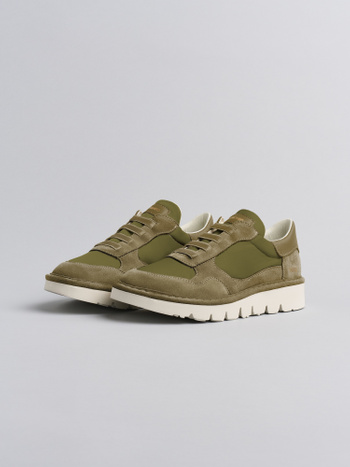 P005 slip-on uomo Panchic in nylon e camoscio verde militare-oliva