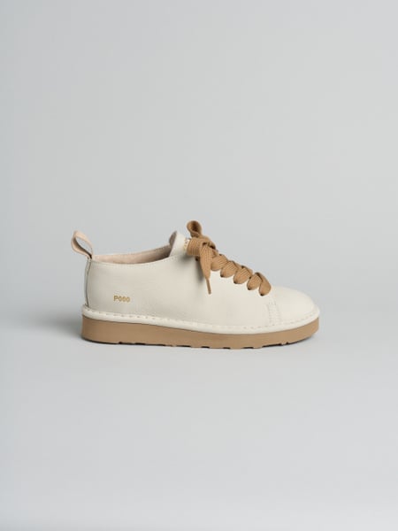 P000 scarpa allacciata mid cut donna core Panchic in nabuk foderata in montone avorio