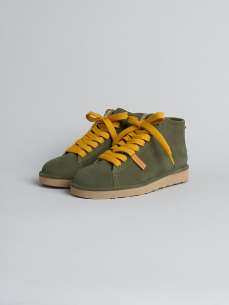 P001 polacchino uomo icon Panchic in camoscio foderato in microfibra verde militare
