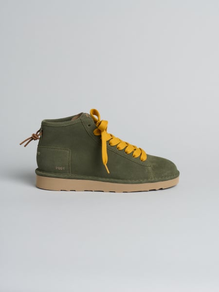 P001 polacchino uomo icon Panchic in camoscio foderato in microfibra verde militare