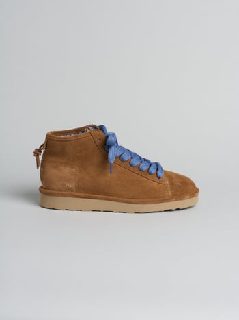 P001 icon- herren stiefeletten Panchic aus wildleder mit kunstfellfutter cognac