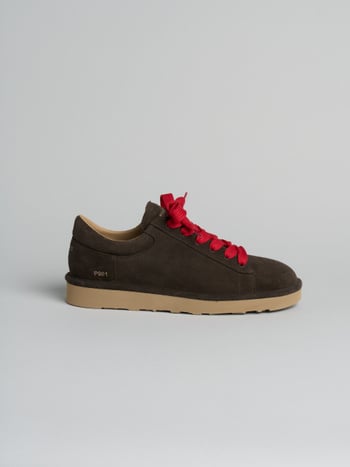 P001 zapato con cordones hombre icon Panchic de ante forrado en microfibra café