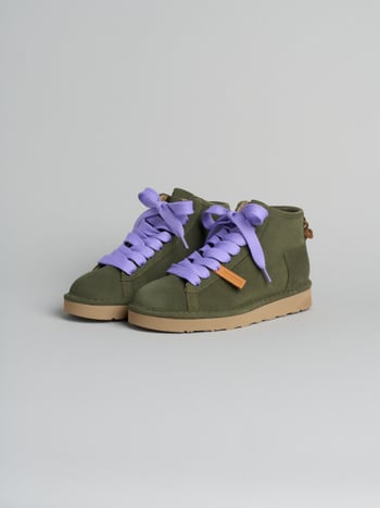 P001 icon- damen stiefeletten Panchic aus wildleder mit mikrofaserfutter military grün