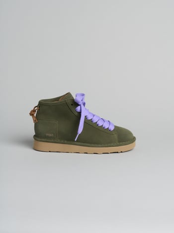 P001 icon- damen stiefeletten Panchic aus wildleder mit mikrofaserfutter military grün