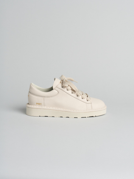 P001 scarpa allacciata donna icon Panchic in pelle foderata in microfibra avorio