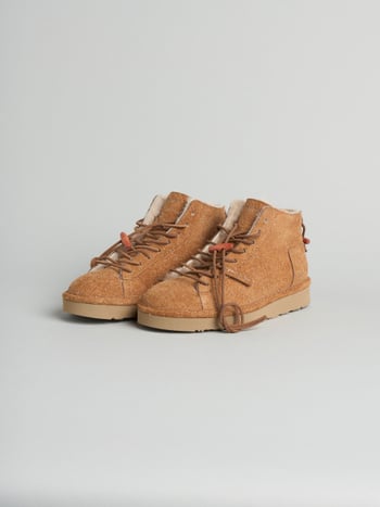 P001 icon- damen stiefeletten Panchic aus crazy wildleder mit schaffellfutter cappuccino
