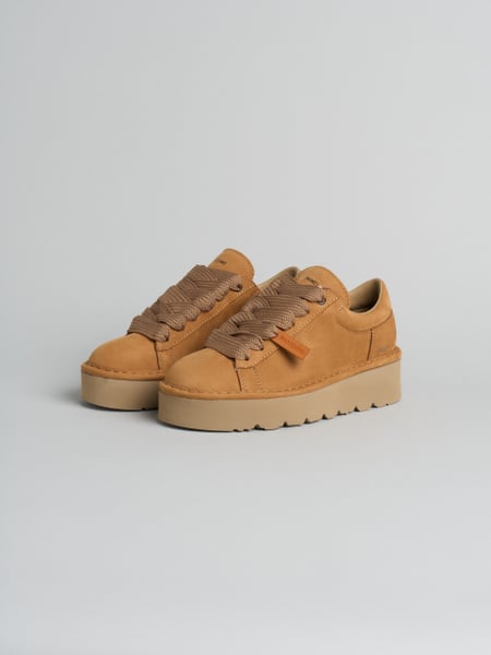 P003 scarpa allacciata donna muse Panchic in nabuk foderata in microfibra brown sugar