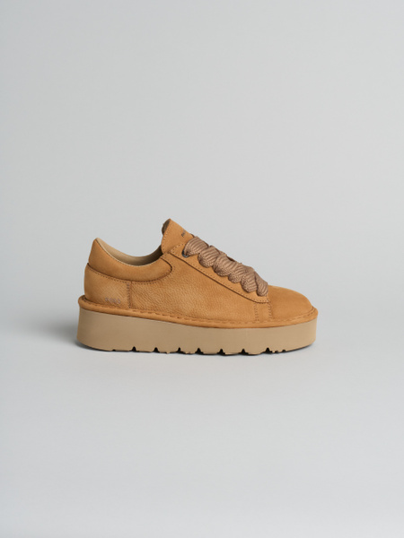P003 scarpa allacciata donna muse Panchic in nabuk foderata in microfibra brown sugar