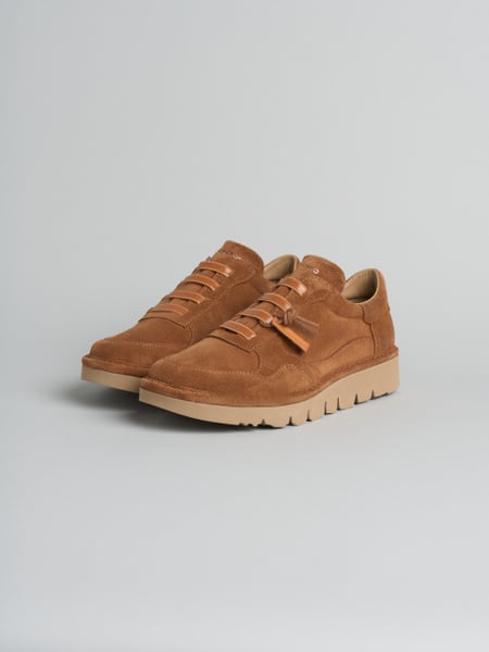 P005 slip-on uomo wave Panchic in camoscio foderata in microfibra cognac