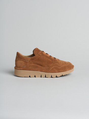 P005 slip-on uomo wave Panchic in camoscio foderata in microfibra cognac