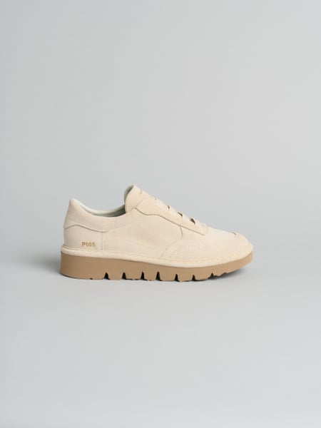 P005 slip-on donna wave Panchic in camoscio foderato in microfibra avorio