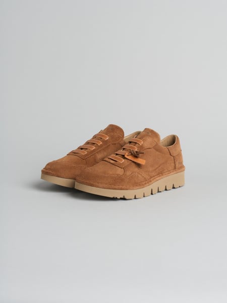 P005 slip-on donna wave Panchic in camoscio foderato in microfibra cognac