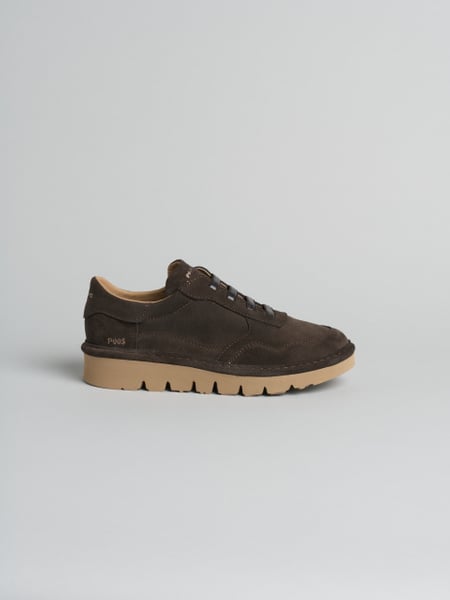P005 slip-on donna wave Panchic in camoscio foderato in microfibra caffè
