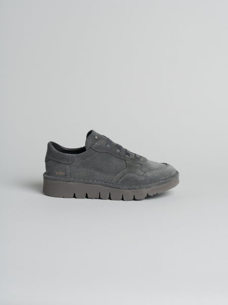 P005 slip-on donna wave Panchic in camoscio foderato in microfibra antracite