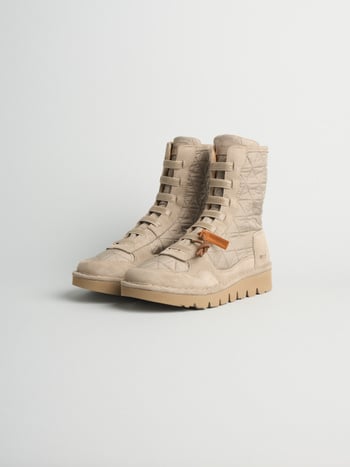 P005 combat boot donna wave Panchic in nylon trapuntato e camoscio foderato in microfibra tortora