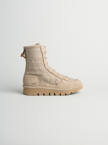 P005 combat boot donna wave Panchic in nylon trapuntato e camoscio foderato in microfibra tortora
