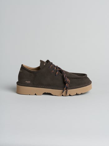 P009 scarpa allacciata uomo dune Panchic in camoscio foderata in microfibra caffè