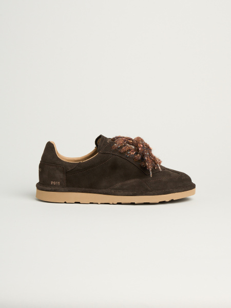 P011 scarpa allacciata uomo aura Panchic in camoscio foderata in microfibra caffè