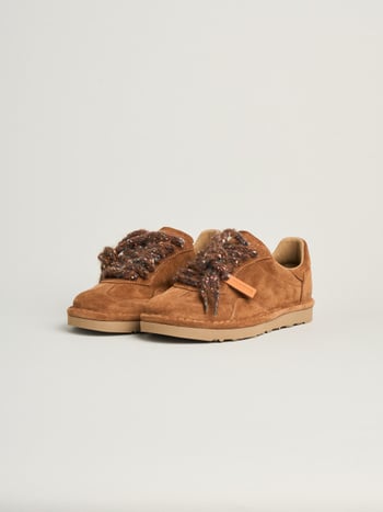 P011 aura- damen schnürschuhe Panchic aus wildleder mit mikrofaserfutter cognac
