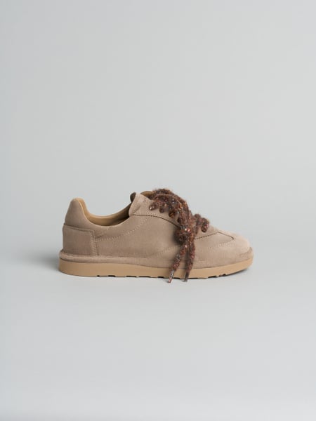 P011 scarpa allacciata donna aura Panchic in camoscio foderata in microfibra noce