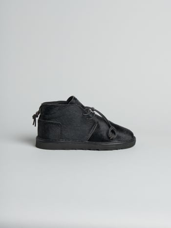 P011 aura- damen stiefeletten Panchic aus kalbshaar leder mit mikrofaserfutter schwarz