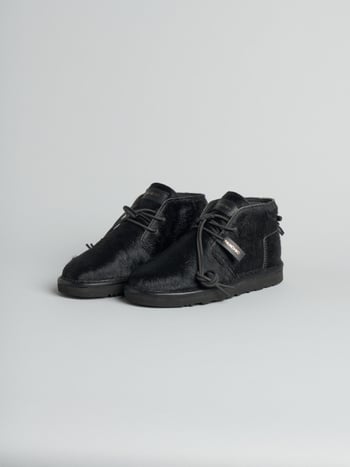 P011 aura- damen stiefeletten Panchic aus kalbshaar leder mit mikrofaserfutter schwarz