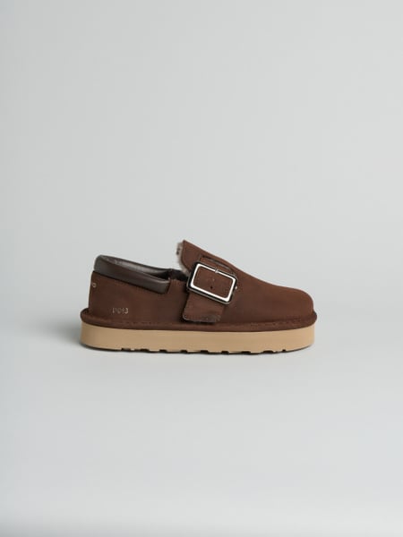 P013 scarpa con cinturino donna aura Panchic in camoscio cerato foderata in montone cioccolato
