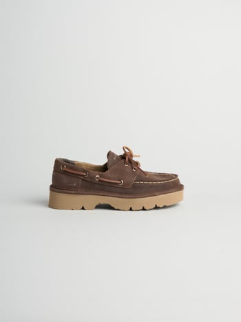 P019 scarpa allacciata donna reef Panchic in camoscio cerato foderata in microfibra caffè