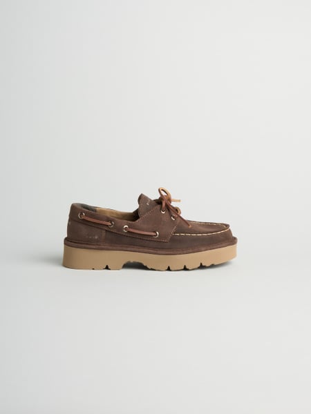 P019 scarpa allacciata donna reef Panchic in camoscio cerato foderata in microfibra caffè