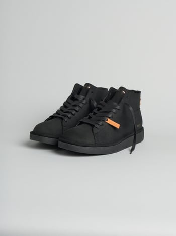 P021 cozy- herren stiefeletten Panchic aus hydro waxed wildleder mit mikrofaserfutter schwarz