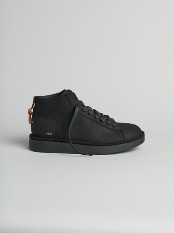 P021 cozy- herren stiefeletten Panchic aus hydro waxed wildleder mit mikrofaserfutter schwarz
