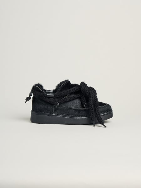 P021 stivaletto mini donna cozy Panchic in cavallino foderato in montone nero