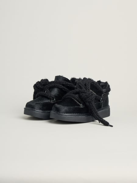 P021 stivaletto mini donna cozy Panchic in cavallino foderato in montone nero