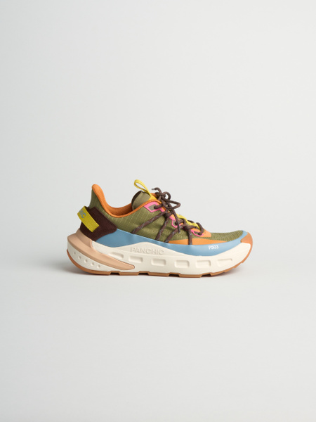 P503 sneaker donna rail Panchic in tessuto multicolor verde granito-azzurro