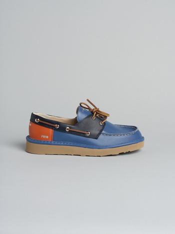 P019 scarpa allacciata uomo Panchic in pelle navy-space blue