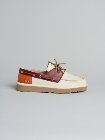 P019 scarpa allacciata uomo Panchic in pelle avorio-burgundy
