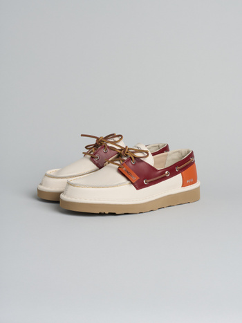P019 scarpa allacciata uomo Panchic in pelle avorio-burgundy