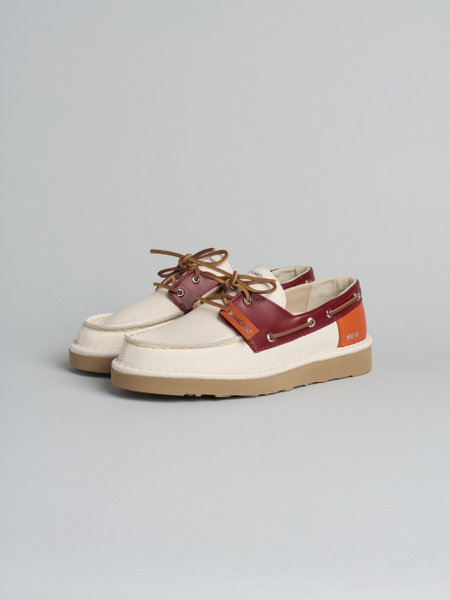 P019 REEF-MAN'S LACE-UP SHOE LEATHER IVORY-BURGUNDY