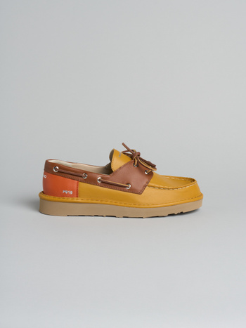 P019 herrenschnürschuh Panchic aus leder currybraun-cognac