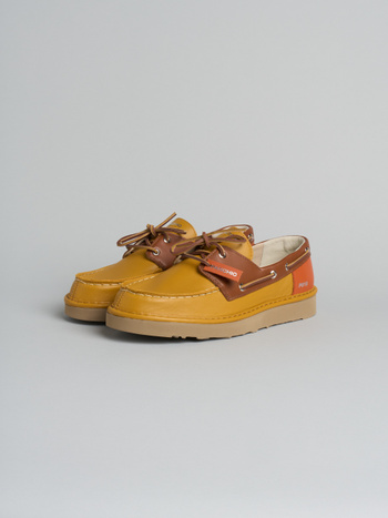 P019 herrenschnürschuh Panchic aus leder currybraun-cognac
