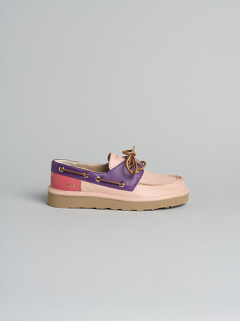 P019 reef-woman's lace-up shoe leather powder pink-ultra violet Panchic