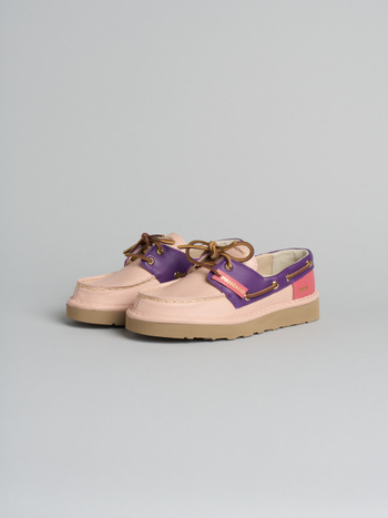 P019 reef-woman's lace-up shoe leather powder pink-ultra violet Panchic