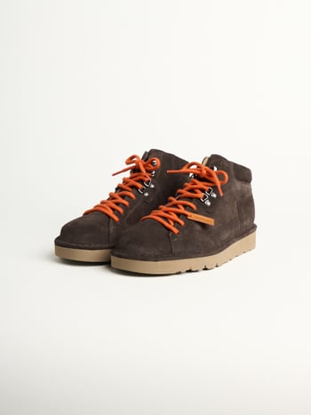 P007 zapato abotinado hombre clay en ante forrado en microfibra café Panchic