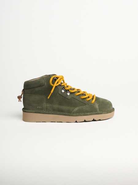 P007 polacchino uomo clay Panchic in camoscio foderato in microfibra verde militare