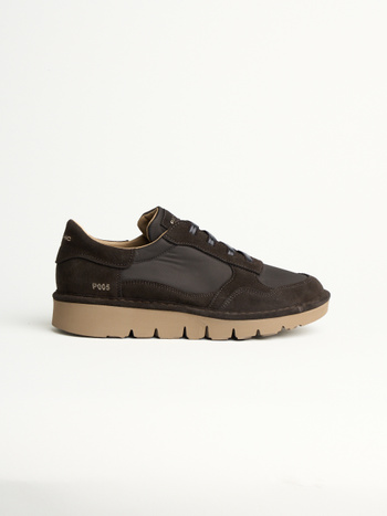 P005 slip-on uomo wave Panchic in nylon e camoscio caffè