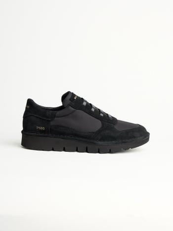 P005 slip-on uomo wave Panchic in nylon e camoscio nero
