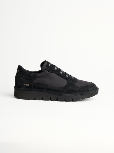 P005 slip-on uomo wave Panchic in nylon e camoscio nero